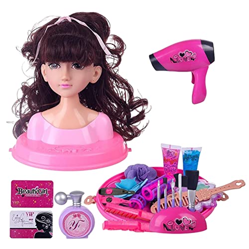 Nrkin Muñeca de modelado, muñeca infantil, cabeza de maquillaje, peine, juguete, juego de muñecas, como si fuera un juguete de princesa para aprender el maquillaje