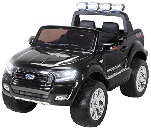 PEQUENENES Coche ELÉCTRICO para NIÑOS Ford Ranger 2018 2X12V 4X4 Motores 45 W, Color Negro