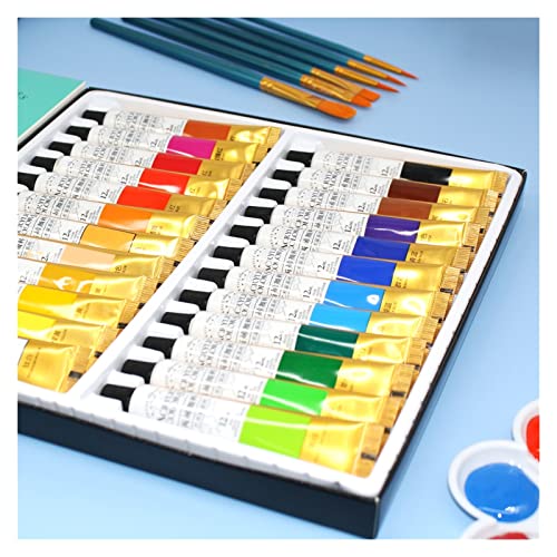 Pinturas de acrílico 12/18/24 Colores Cepillo Profesional Conjunto 12ML Tubos Artista Dibujo Pintado Pigmento Pintado Pintado de Pared Pintado Bricolaje MANUAL DEL ESTUDIANTE PINTURA PINTURA ARTE EN T