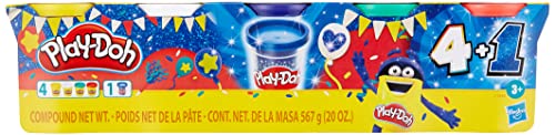 Play-Doh Celebración Zafiro - Set de 5 latas de Masa para moldear Incluyendo Azul Zafiro Sparkle, más los Colores Verde, Rojo, Blanco y Amarillo - No tóxico - Edad: 3+