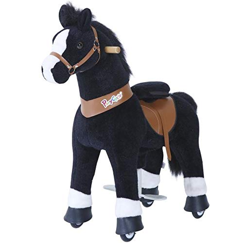 Ponycycle " Neg Beauty" Caballo negro, Paseos en Pony en Ruedas vagabundeo Caballito balancín y Peluche para su Niño de MyPony (Medium)