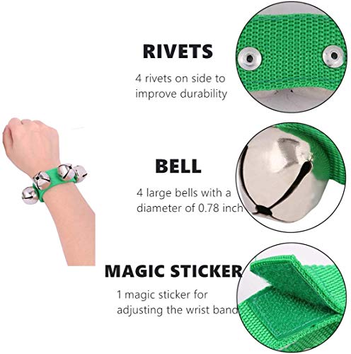 QUCHENG Anillo de Campana de muñeca con Velcro de Nylon para niños, Pulsera de Juguete con Anillo de Serpiente de Cascabel, Color al Azar, Pulsera de Campana de Longitud Ajustable (Paquete de 6)