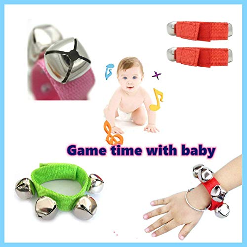 QUCHENG Anillo de Campana de muñeca con Velcro de Nylon para niños, Pulsera de Juguete con Anillo de Serpiente de Cascabel, Color al Azar, Pulsera de Campana de Longitud Ajustable (Paquete de 6)