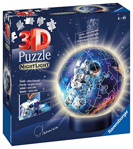 RAVENSBURGER PUZZLE- Astronauten im Weltall Nachtlicht Ravensburger 11264-Puzzle 3D (72 Piezas, a Partir de 6 años), diseño de astronautas en el Espacio, Multicolor (11264)