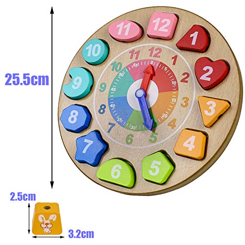 Relojes de Madera Juguetes Montessori Juguetes de Madera Niños 4 IN 1 Educativo Rompecabezas Tablero Juegos Puzzle 3D Educativos Niños 3 4 5 6 7 Años