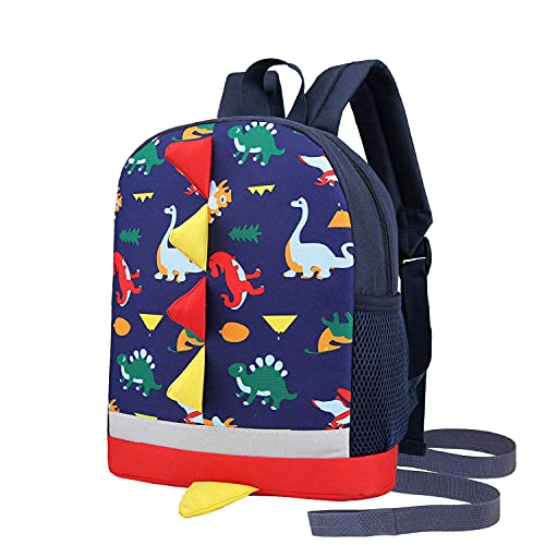 RUI NUO Mochila infantil para niños y niñas, impermeable, diseño de dinosaurios, Color a azul,