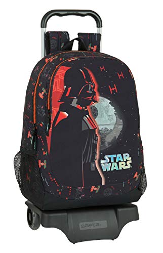 Safta Mochila Escolar con Carro de Star Wars The Dark Side, 330x150x430mm, negro/naranja, M (M313)