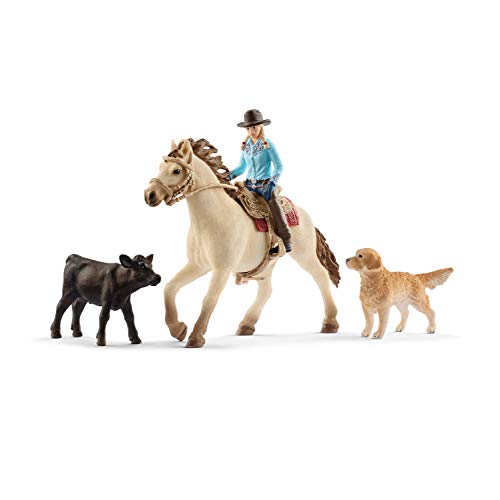 Schleich 42419 Farm World play set - monta vaquera, juguetes a partir de 3 años