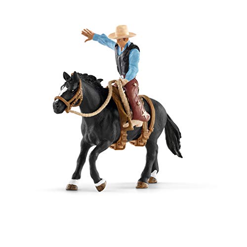 Schleich- Colección Farm World Monta de Bronco con Vaquero, 15 cm (41416)