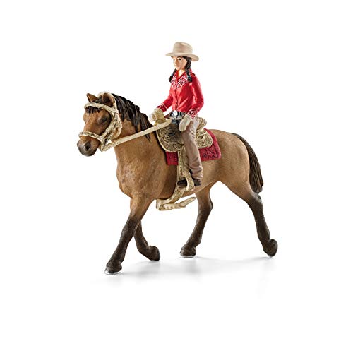 Schleich - Figura Amazona Vaquera con Caballo, 18 cm