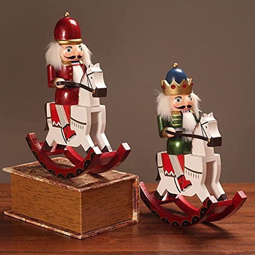 sharprepublic Artesanía Tradicional Caballo de Madera Cascanueces Solider Figuras Juguete Fiesta de Navidad Estante Decoración Regalo de Cumpleaños - Rojo