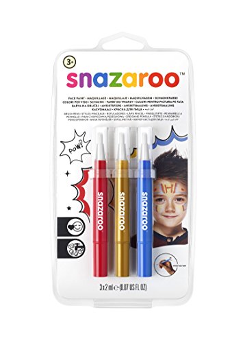 Snazaroo - Set de 3 Rotuladores de Maquillaje "Aventura", color rojo, dorado, azul , color/modelo surtido