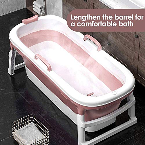 SSS Bañera de Masaje portátil, bañera de niños Plegables, bañera doméstica, baño de Ducha bañera remojada, con Cubierta termostática Rosa 45.27 Pulgadas