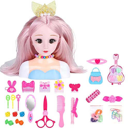 Stylebest 25 Uds muñecas de Maquillaje de peluquería Modelo de Peinado de Cabeza de muñeca Juego de Juguetes Accesorios para el Cabello Juego para niñas niños