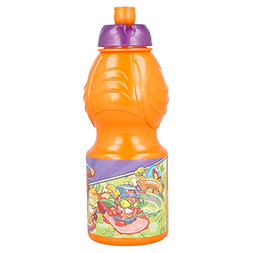 SUPER ZINGS | Botella de Agua Infantil con cierre antifugas | Cantimplora Reutilizable para niños con tapón anti goteo - Libre de BPA - 400 ML