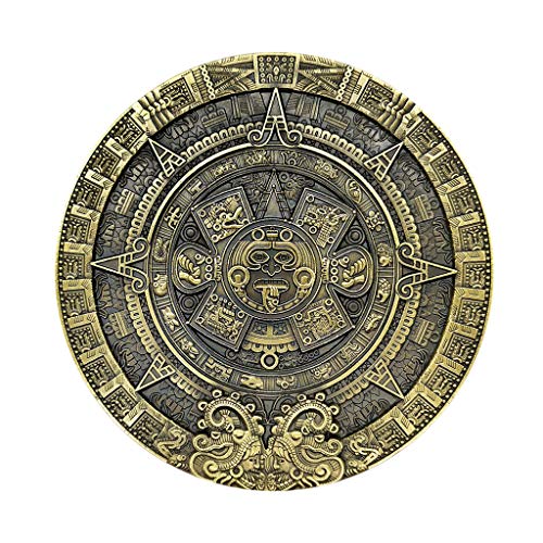 T TOOYFUL 1 Pieza de 80 Mm de Diámetro Maya Azteca Conmemorativa Moneda de Bronce Verde Medallón Arte Regalo