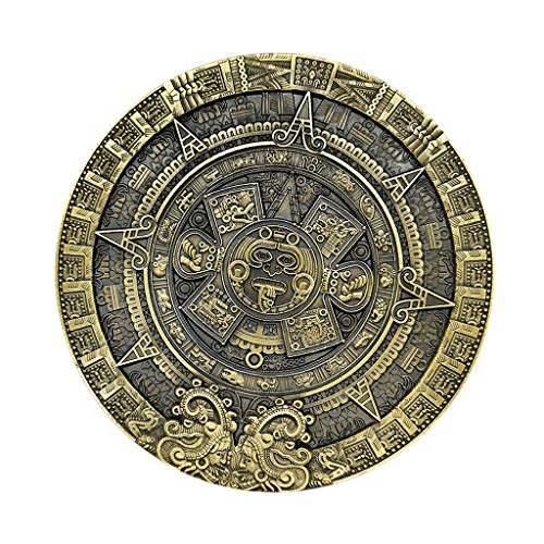 T TOOYFUL 1 Pieza de 80 Mm de Diámetro Maya Azteca Conmemorativa Moneda de Bronce Verde Medallón Arte Regalo