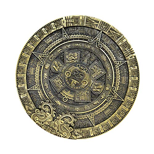 T TOOYFUL 1 Pieza de 80 Mm de Diámetro Maya Azteca Conmemorativa Moneda de Bronce Verde Medallón Arte Regalo