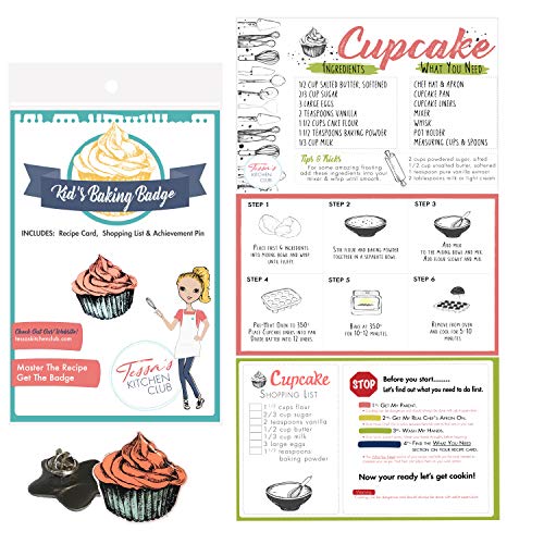 Tessa's Kitchen Club Kids 's Baking Badge Collectible Pin Collection, tarjeta de receta