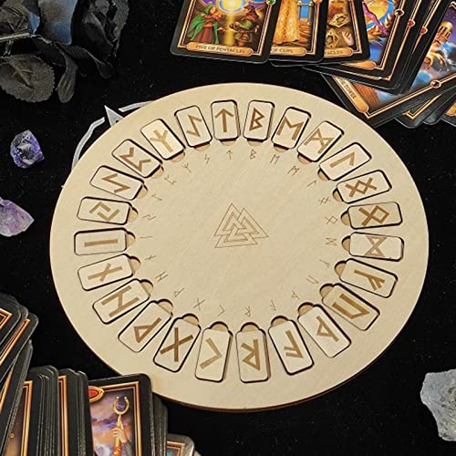 T/Y Juego de runas de Madera Juego de Piedras de runas mágicas con 25 runas y una Tabla de Madera Runas nórdicas Hechas a Mano para adivinación meditación amuletos