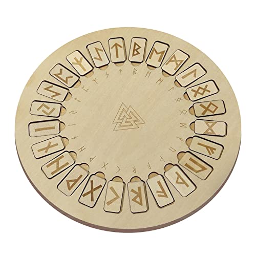 T/Y Juego de runas de Madera Juego de Piedras de runas mágicas con 25 runas y una Tabla de Madera Runas nórdicas Hechas a Mano para adivinación meditación amuletos