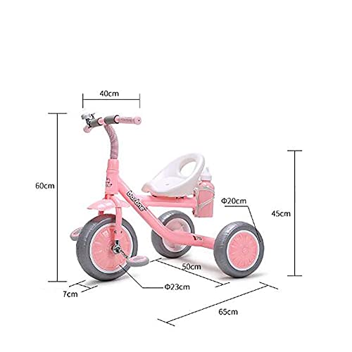 UKUOFL Triciclo para niños tric para Edades de 2 a 6 años, con Campanas y Botellas de Agua para triciclos Infantiles, bicis de Equilibrio de Pedal, Bicicleta de 3 Ruedas Happy House