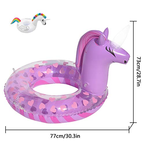 Unicornio Flotante Inflable Brillo Unicornio Posavasos Inflables para Piscina Estantes de Cerveza Flotantes Juguetes de Playa de Verano para Adultos y Niños (Amor)