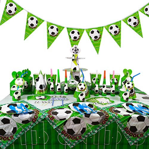 VICASKY 5 Piezas Balón de Fútbol Banderín Banner Cumpleaños de Fútbol Colgando Bunting Fútbol Signo de Fiesta de Cumpleaños Copa Mundial Decoración de Fiesta para Reunión de Club