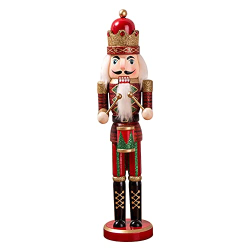 Viudecce 38CM Cascanueces Pintado Cascanueces Marioneta Colgante del áRbol de Navidad Marioneta Juguete CumpleaaOs Rojo