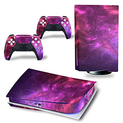 XIALEY Piel Compatible con La Edición De Disco PS5, Protector De La Etiqueta Engomada De La Piel Protector De Vinilo Compatible con Playstation 5 Consola Y Controladores,R