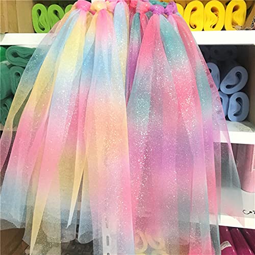 XINGTAO Papel de Regalo 10 Yardas 15cm Glitter Rainbow Tull Roll Element Organza Bricolaje Artesanía Tutu Rock Baby Shower Cumpleaños Decoración de la Boda Suministros de Fiesta (Farbe : Style1)