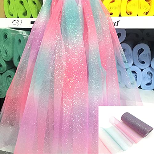 XINGTAO Papel de Regalo 10 Yardas 15cm Glitter Rainbow Tull Roll Element Organza Bricolaje Artesanía Tutu Rock Baby Shower Cumpleaños Decoración de la Boda Suministros de Fiesta (Farbe : Style1)