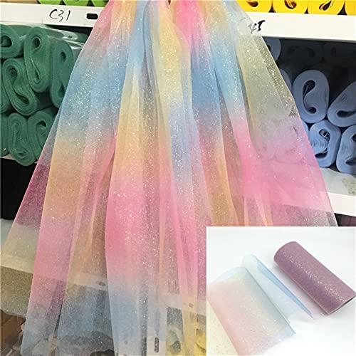 XINGTAO Papel de Regalo 10 Yardas 15cm Glitter Rainbow Tull Roll Element Organza Bricolaje Artesanía Tutu Rock Baby Shower Cumpleaños Decoración de la Boda Suministros de Fiesta (Farbe : Style1)