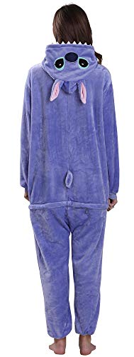 Yimidear Unisex Cálido Pijamas para Adultos Cosplay Animales de Vestuario Ropa de Dormir Halloween y Navidad (Azul, Grande)