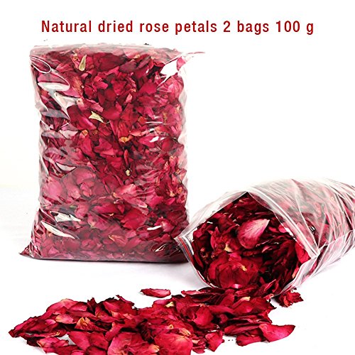 100 g de pétalos de rosa secos naturales, color rojo, para baños de pies, baño, spa, confeti de boda, fragancia para el hogar, accesorio para manualidades