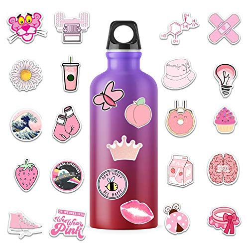 100 PCS Cute azules Vinilo Pegatinas VSCO Girls Water Bottle Stickers para movil Botellas de Agua Coche Moto Pared Bicicleta Ordenador Equipaje No-Duplicate Sticker(Rosado & morado)