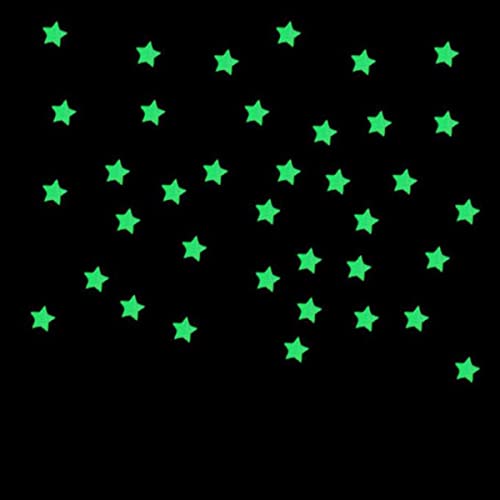 100 unids / bolsa 3 cm juguetes que brillan en la oscuridad pegatinas de estrellas luminosas sofá de dormitorio pintura fluorescente pegatinas de PVC de juguete para habitación de niños-negro, Polon