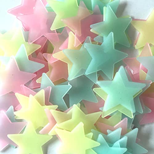 100 unids / bolsa 3 cm juguetes que brillan en la oscuridad pegatinas de estrellas luminosas sofá de dormitorio pintura fluorescente pegatinas de PVC de juguete para habitación de niños-negro, Polon