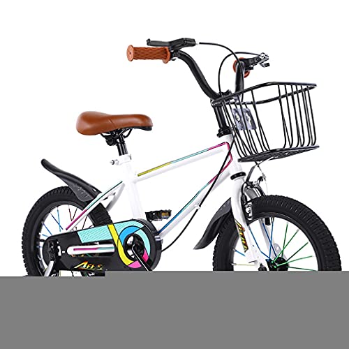 12/14/16/18 Pulgadas Bici Infantiles Bicicleta para NiñOs con Ruedas Auxiliares Asiento De Espuma De Cuero Ajustable Frenos Dobles NeumáTicos Apto para NiñOs Y NiñAs De 2 A 12 AñOs