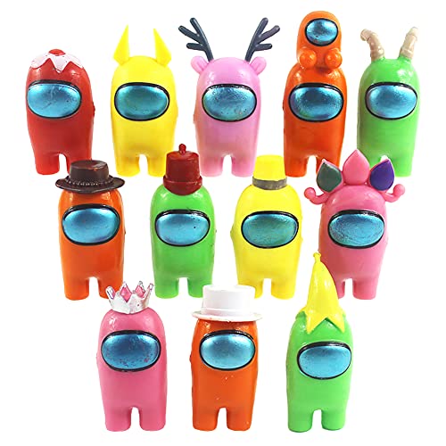 12PCS Between Us Merch Figurine, Mini Cute Figuras de Juego Juguetes creativos de plástico extraíbles Entre Nosotros Muñecas Adornos Cumpleaños para niños (12 Estilos)