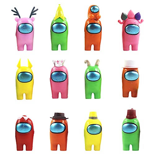 12PCS Between Us Merch Figurine, Mini Cute Figuras de Juego Juguetes creativos de plástico extraíbles Entre Nosotros Muñecas Adornos Cumpleaños para niños (12 Estilos)