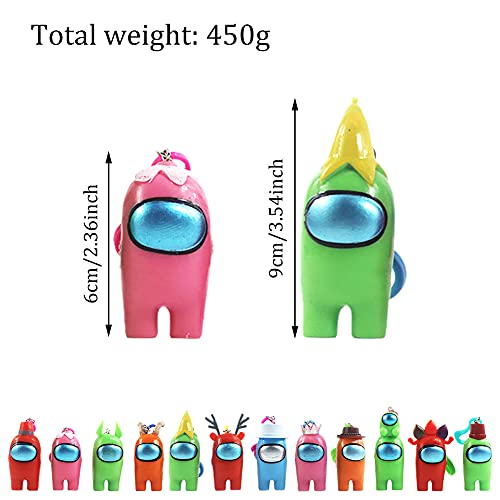 12PCS Between Us Merch Figurine, Mini Cute Figuras de Juego Juguetes creativos de plástico extraíbles Entre Nosotros Muñecas Adornos Cumpleaños para niños (12 Estilos)