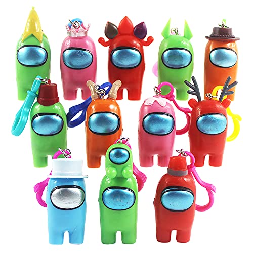 12PCS Between Us Merch Figurine, Mini Cute Figuras de Juego Juguetes creativos de plástico extraíbles Entre Nosotros Muñecas Adornos Cumpleaños para niños (12 Estilos)