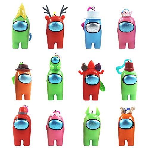 12PCS Between Us Merch Figurine, Mini Cute Figuras de Juego Juguetes creativos de plástico extraíbles Entre Nosotros Muñecas Adornos Cumpleaños para niños (12 Estilos)