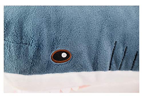 15-100cm Tiburón Gigante Kawaii Car Keychian Peluches Almohada Linda Muñeca Grande y Suave Animal de Peluche Cojín Grande Regalos de día para niños 60cm Azul