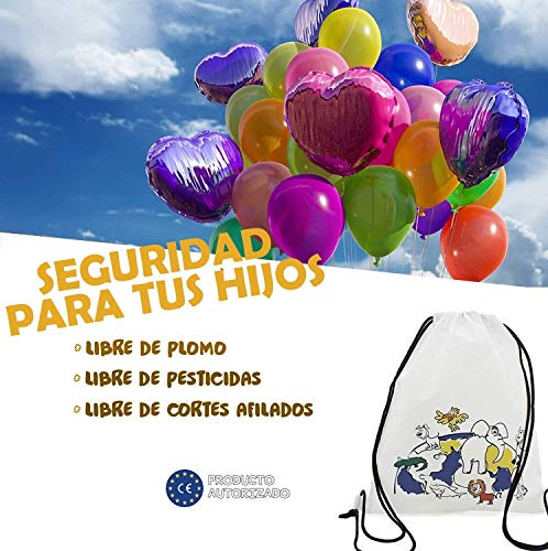 16 Mochilas y 16 Estuches Pintables con Ceras - Horas de Diversión - Original Regalo de Cumpleaños, Fiestas Colegio Infantil y Comuniones - Incluye 16 Divertidos Lápices Flexibles + 16 Bolsas