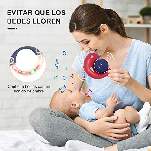 16 PCS Sonajero y Mordedor Bebé, INPHER Juguete Bebé de 3,4,6,9 Meses, con 4 Piezas Mordedor Fruta Refrigerante Sin BPA, Juguetes Educativos Tempranos con Caja, Regalo para Niño Niña Recién Nacido