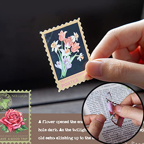 160 piezas PET transparentes sellos adhesivos decorativos flores scrapbooking Set 4 motivos florales plantas pegatinas para arte manualidades caracteres de lista, portátiles, scrapbook calendario