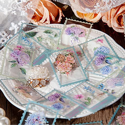 160 piezas PET transparentes sellos adhesivos decorativos flores scrapbooking Set 4 motivos florales plantas pegatinas para arte manualidades caracteres de lista, portátiles, scrapbook calendario