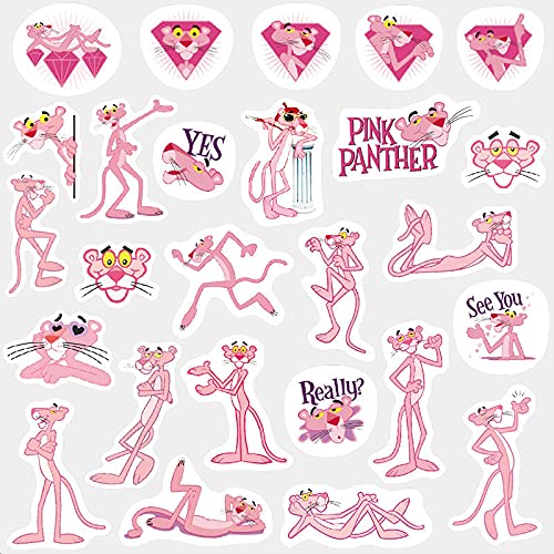 26pcs Little Pink Panther Cartoon Vinyl Waterproof Sticker Random Sticker Pack Cartoon Stickers Diary Stickers